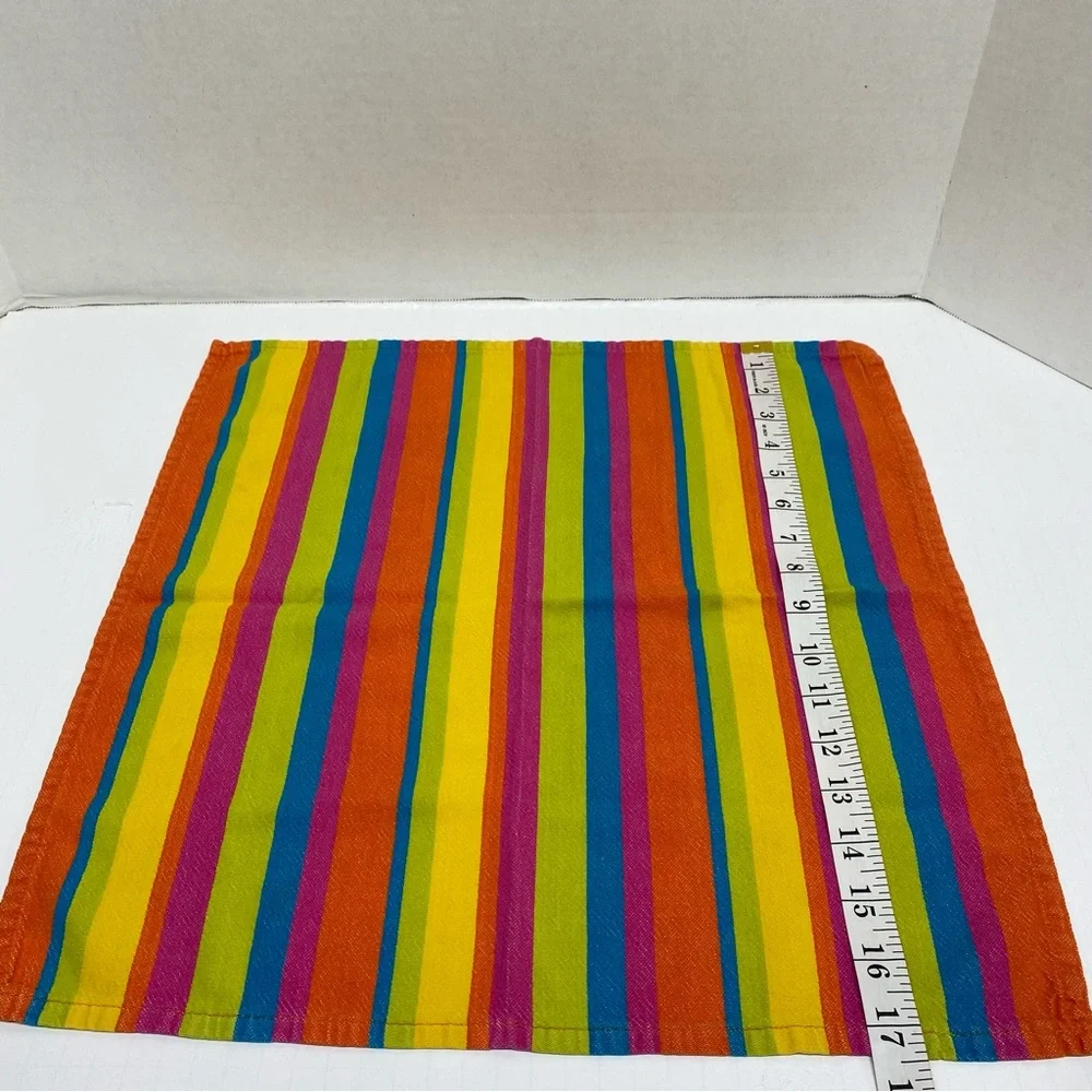Colorful Striped Cotton Dinner Napkins Set Of 7 Hippie Happy Colors Boho Festive
